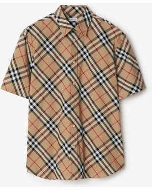 Burberry Classics Regular Fit Check Cotton Poplin Shirt - Natural