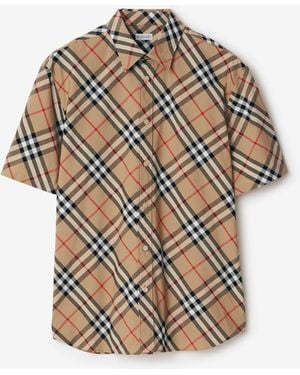 Burberry Short Sleeved Check Cotton Shirt - Brown