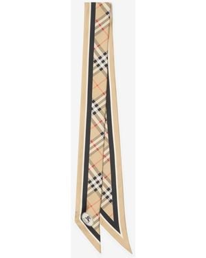 Burberry Skinny Check Silk Scarf - Metallic