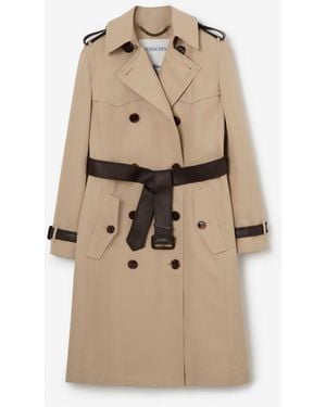 Burberry Long Silk Cotton Foxfield Trench Coat - Natural