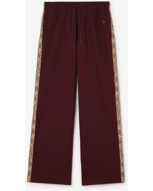 Burberry Check Trim Cotton Track Trousers - Purple