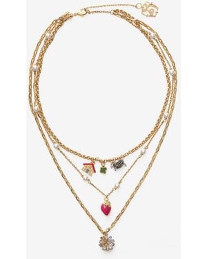 Burberry Multi-Layered Charm Necklace - Metallic