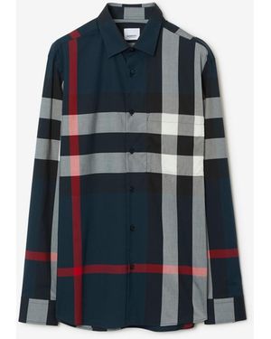 Burberry Slim Fit Check Cotton Shirt - Black