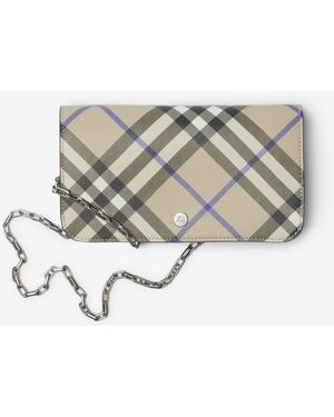 Burberry Check Chain Strap Wallet - Metallic