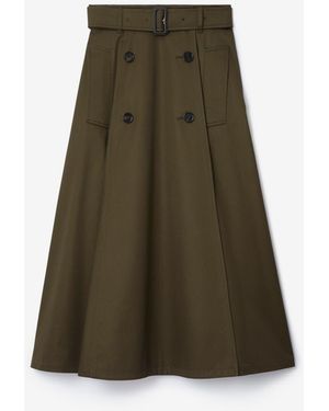 Burberry Gabardine Trench Midi Skirt - Green