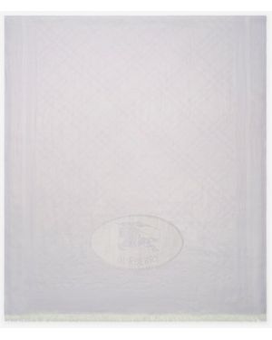 Burberry Check Cashmere Silk Scarf - White