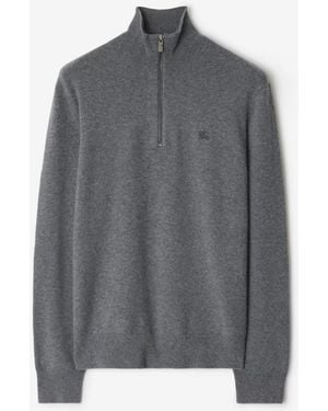 Burberry Cashmere Blend Half-Zip Jumper - Grey
