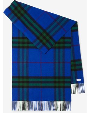 Burberry Wide Check Cashmere Scarf - Blue