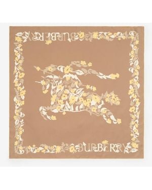 Burberry Floral Ekd Silk Scarf - Natural