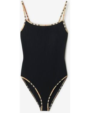 Burberry Check Trim Swimsuit - Black
