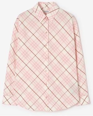 Burberry Relaxed Fit Check Cotton Shirt - Pink
