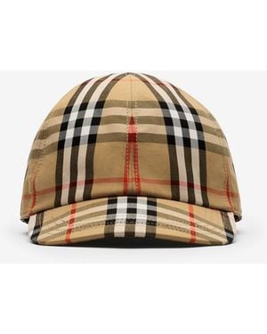 Burberry Childrens Check Cotton Baseball Cap - Natural