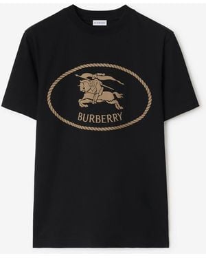 Burberry Knight Stamp Cotton T-Shirt - Noir
