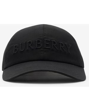 Burberry Logo Gabardine Baseball Cap - Black