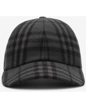 Burberry Check Wool Baseball Cap - Black