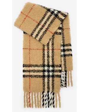 Burberry Check Alpaca Wool Blend Bouclé Scarf - Metallic