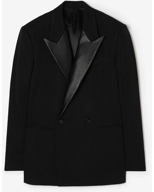 Burberry Pinstriped Wool Tuxedo Jacket - Black