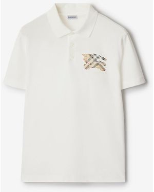 Burberry Ekd Check Cotton Polo Shirt - White