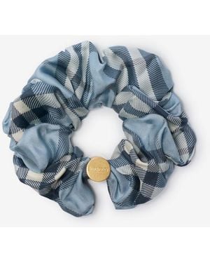 Burberry Check Silk Scrunchie - Blue