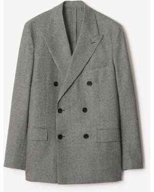 Burberry Puppytooth Check Wool Tailored Jacket - Grey