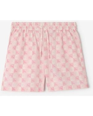 Burberry Knight Checkerboard Cotton Poplin Shorts - Pink