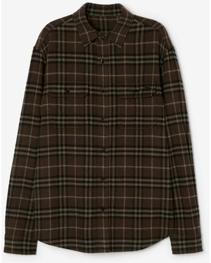 Burberry Check Wool Flannel Overshirt - Green