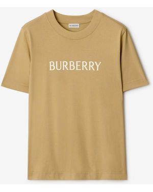 Burberry Logo Cotton T-Shirt - Natural