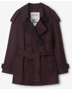 Burberry Short Gabardine Fitzrovia Trench Coat - Purple