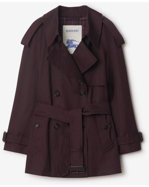 Burberry Short Gabardine Fitzrovia Trench Coat - Purple