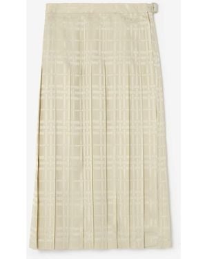 Burberry Silk Midi Kilt - Natural