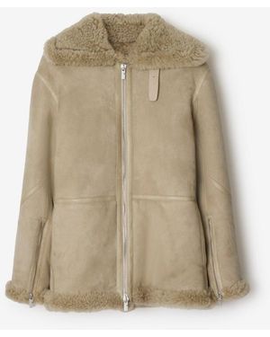 Burberry Cappuccino Shearling Jacket in Natural | Lyst