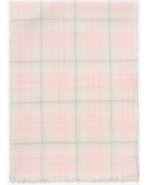 Burberry Wide Embellished Check Wool Silk Blend Scarf - Pink
