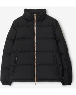 Burberry Check Trim Puffer Jacket - Black