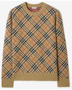 Burberry Check Cotton Wool Jumper - Multicolour