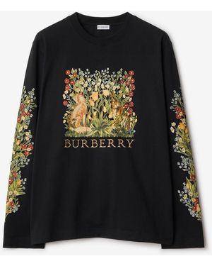 Burberry Long-Sleeve Forest Cotton T-Shirt - Black