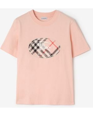 Burberry Check Knight Stamp Cotton T-Shirt - Pink