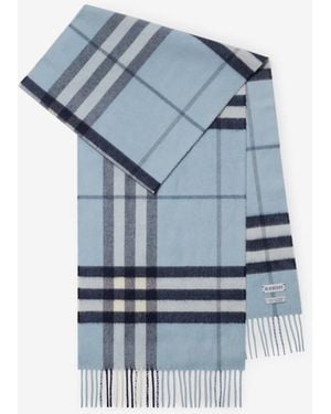 Burberry Check Cashmere Scarf - Blue