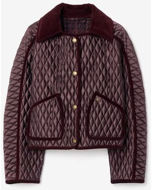Burberry Cropped Quilted Nylon Floriston Jacket - Purple