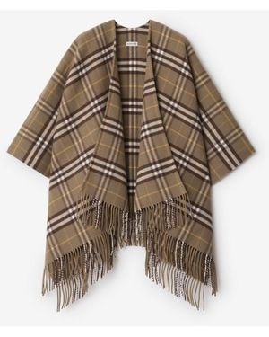 Burberry Check Wool Cashmere Cape - Brown
