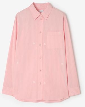 Burberry Relaxed Fit Knight Fil Coupé Striped Cotton Shirt - Pink