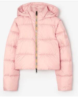 Burberry Detachable Sleeve Nylon Langdale Puffer Jacket - Pink