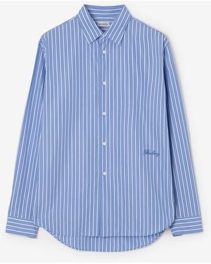 Burberry Relaxed Fit Striped Cotton Shirt - Blue