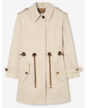Burberry Short Gabardine Stonehaven Car Coat - Natural