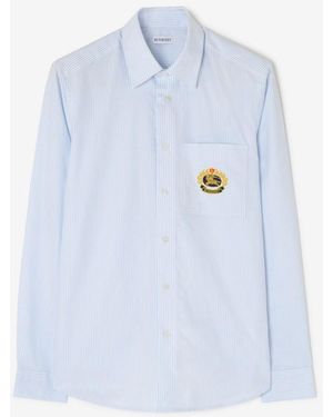 Burberry Classic Fit Pinstriped Cotton Oxford Shirt - Blue