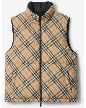 Burberry Reversible Check Puffer Gilet - Natural