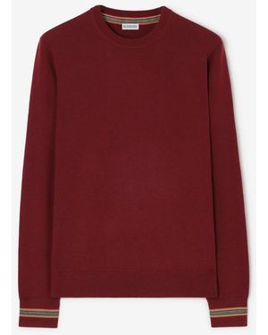 Burberry Icon Stripe Trim Wool Jumper - Red