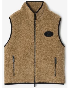 Burberry Cropped Fleece Gilet - Natural