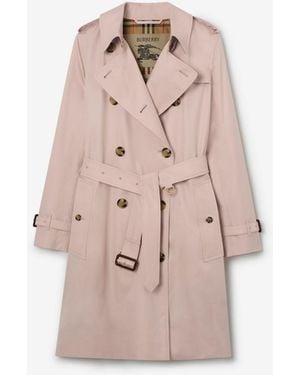 Burberry Mid-Length Tropical Gabardine Kensington Trench Coat - Pink