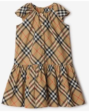 Burberry Childrens Check Cotton Dress - Natural