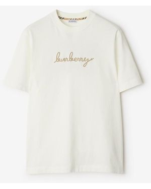 Burberry Check Ekd Cotton T-Shirt - White